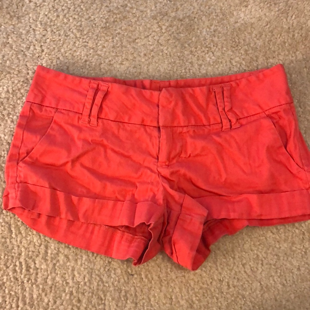 Coral linen shorts